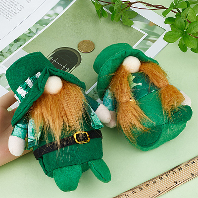 Gorgecraft 2Pcs 2 Style Saint Patrick's Day Cloth Gnome Faceless Doll DJEW-GF0001-63-1