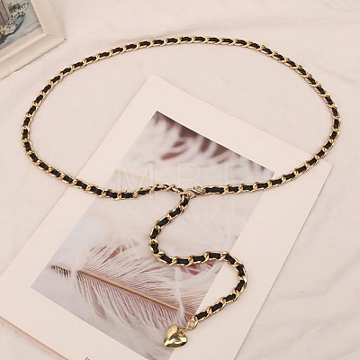 1Pc Alloy PU Leather Braided Waist Chains for Woman AJEW-CL0005-49B-1