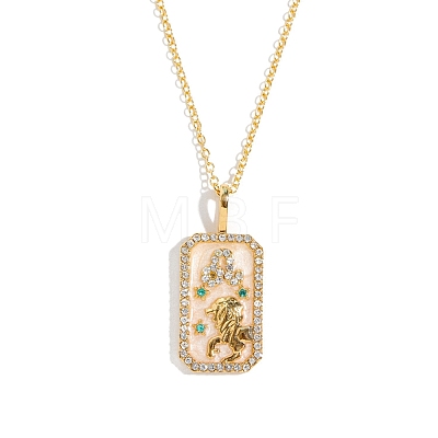Brass Micro Pave Cubic Zirconia Rectangle with Constellation Pendant Necklaces PW-WG95654-05-1