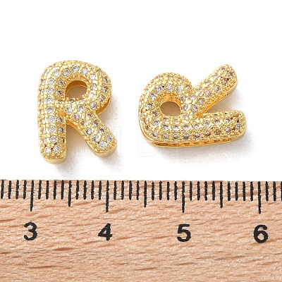 Rack Plating Brass Micro Pave Cubic Zirconia Slide Charms KK-C084-34G-R-1