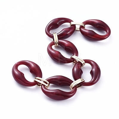 Handmade Imitation Gemstone Style Acrylic Oval Link Chains AJEW-JB00625-03-1