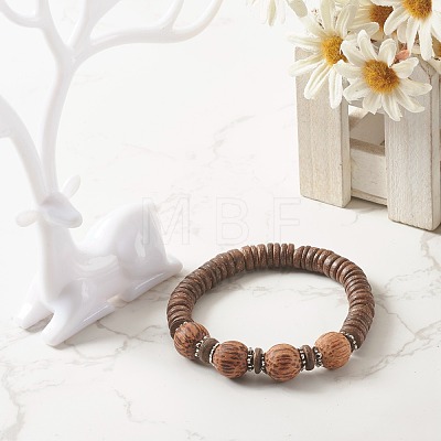 Natural Coconut Wood Beads Stretch Bracelets BJEW-JB06643-1