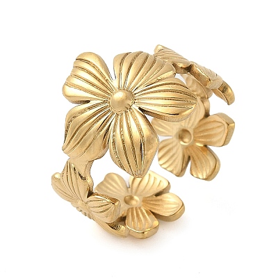 304 Stainless Steel Open Cuff Rings for Women RJEW-U060-01F-G-1