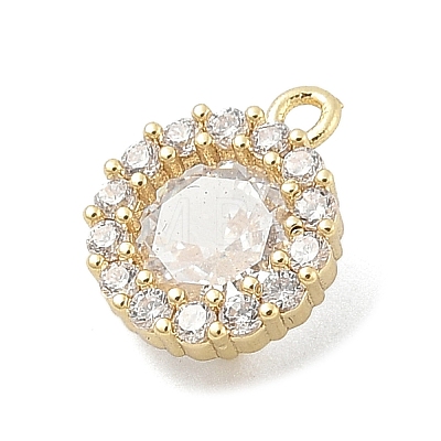 Brass Micro Pave Clear Cubic Zirconia Charms KK-B130-01G-03-1