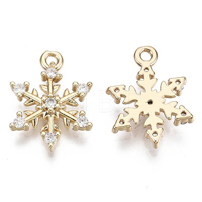 Brass Micro Pave Cubic Zirconia Charms for Christmas X-KK-R111-033-1