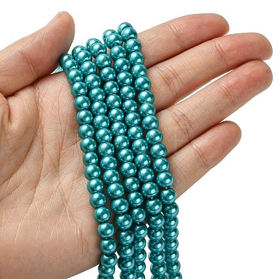 Eco-Friendly Dyed Glass Pearl Round Bead Strands HY-A008-6mm-RB073-1