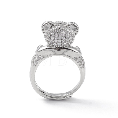 Cubic Zirconia Bear Adjustable Ring RJEW-K240-07P-1