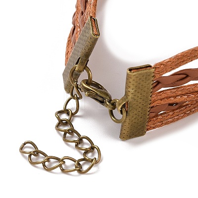 PU Leather Multi-strand Bracelet MAND-PW0001-40B-1