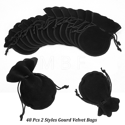  48Pcs 2 Styles Gourd Velvet Bags TP-NB0001-45-1