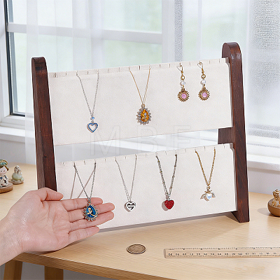 Double-Layer Wooden Jewelry Display Stand ODIS-WH0099-284A-1