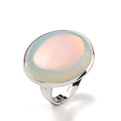 Opalite Round Adjustable Rings RJEW-K371-09S-28-1