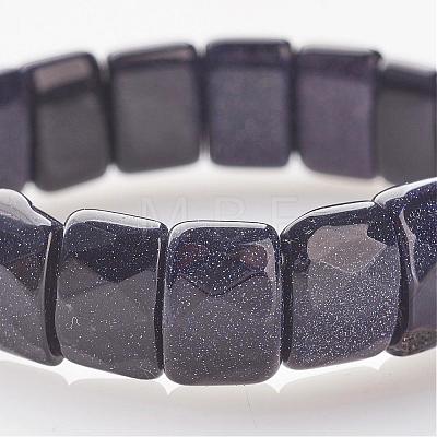 Synthetic Blue Goldstone Beaded Stretch Bracelets BJEW-G490-05-1