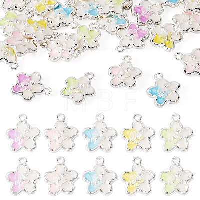 30Pcs 5 Colors Alloy Rhinestone Pendants RB-TA0001-37-1