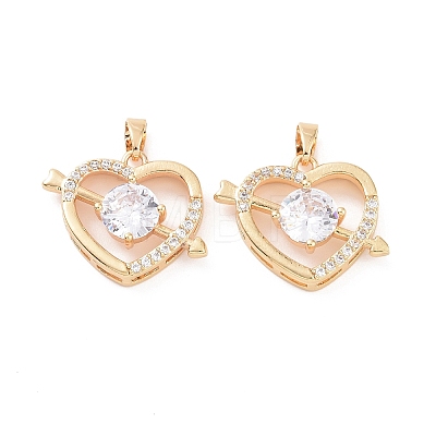 Brass Micro Pave Clear Cubic Zirconia Charms KK-E068-VC448-1