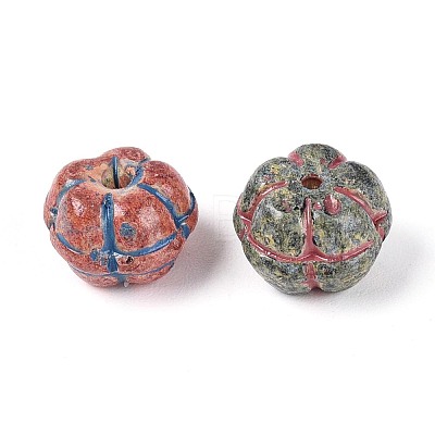 Picasso Baking Paint & Golden Metal Enlaced Glass Beads DGLA-T004-51M-1