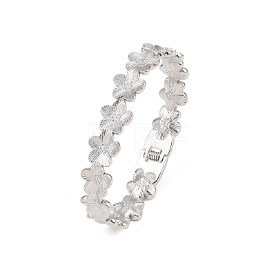 304 Stainless Steel Flower Hinged Cuff Bangles for Women SA-CBA45D5-27P-1