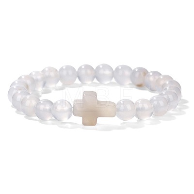 Natural Agate Round Beads Stretch Bracelets YG0612-19-1