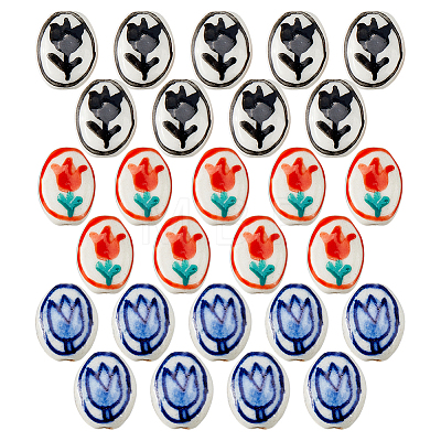 27Pcs 3 Colors Handmade Porcelain Beads PORC-FH0001-18-1