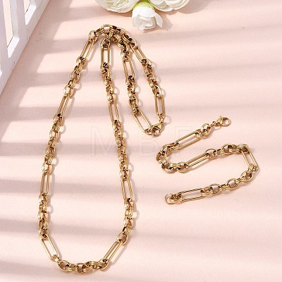 304 Stainless Steel Link Chain Bracelet & Necklace Jewelry Sets SJEW-L199-09G-1