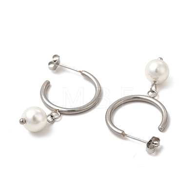 Glass Pearl Beaded Dangle Stud Earrings EJEW-P219-12P-1