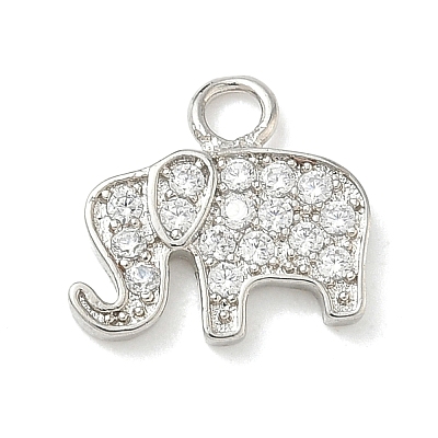 Brass Micro Pave Clear Cubic Zirconia Charms KK-H528-08P-1