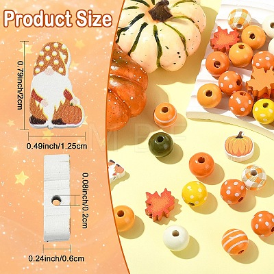100Pcs 12 Styles Spray Painted Natural Wood Beads WOOD-YW0001-81-1