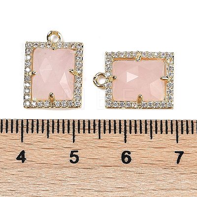 Natural Rose Quartz Faceted Rectangle Pendants G-I375-05G-09-1