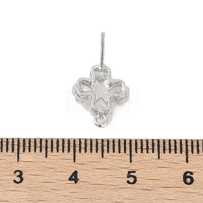 Brass Micro Pave Cubic Zirconia Stud Earring Findings KK-Z094-07P-1