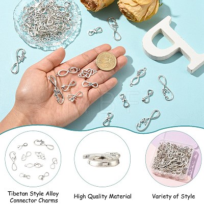 80Pcs 8 Styles Tibetan Style Alloy Connector Charms FIND-CJ0006-04-1