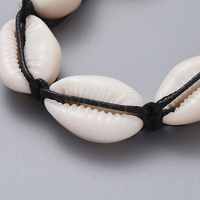 Natural Cowrie Shell Braided Beads Bracelets X-BJEW-JB05057-01-1