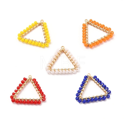 Matte Opaque Glass Seed Beads Pendants PALLOY-JF00521-1