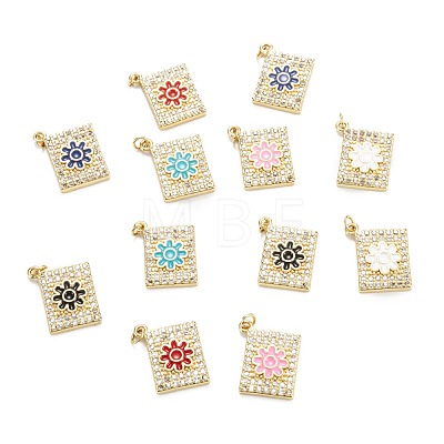 Brass Micro Pave Clear Cubic Zirconia Pendants ZIRC-M115-35G-1