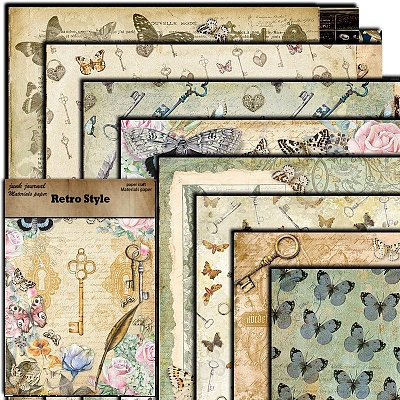 8Pcs 8 Styles Scrapbook Paper Pad PW-WGD266F-01-1