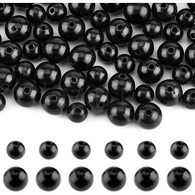 400Pcs 2 Styles Undyed Natural Ebony Wood Beads WOOD-FH0001-99-1