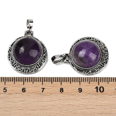 Natural Amethyst Half Round Pendants PALLOY-R159-01AS-08-1