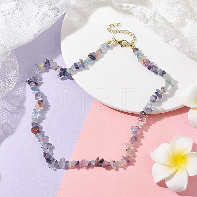 Natural Fluorite Chip Beaded Necklace NJEW-JN04616-11-1