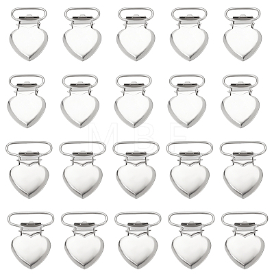 WADORN 20Pcs 2 Style Heart Iron Pacifier Suspender Clips DIY-WR0002-83-1