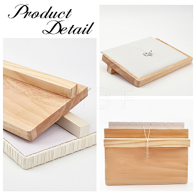 Imitation Leather Cover Wooden Slant Back Necklace Organizer Display Trays NDIS-WH0017-02B-1