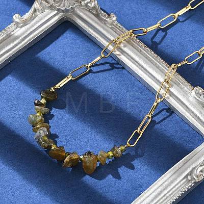 Natural Larvikite Chip Beaded Necklaces NJEW-C070-04G-02-1