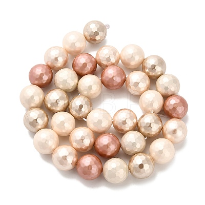 Faceted Round Shell Pearl Beads Strands BSHE-XCP0001-35-1