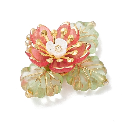 Brass Glass Seed Beaded Flower Pendants PALLOY-MZ01118-01-1