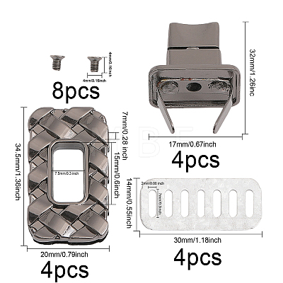 4 Sets 4 Colors Alloy Bag Twist Lock Clasps FIND-CA0007-10-1