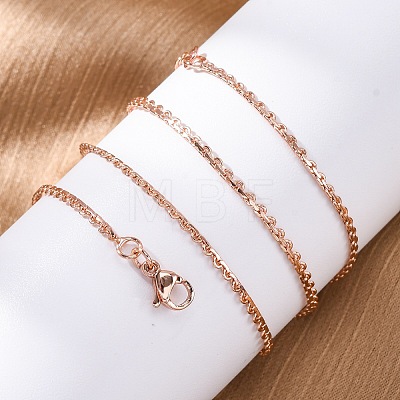 Brass Link Chain Necklaces for Women NJEW-D302-13RG-1