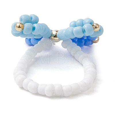 3Pcs 3 Colors Butterfly Glass Seed Beaded Stretch Finger Rings for Women RJEW-TA00150-1