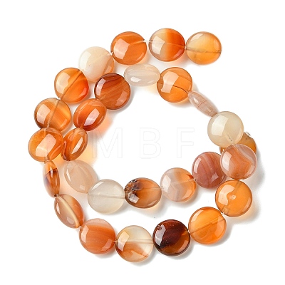 Flat Round Gemstone Natural Red Agate Stone Beads Strands G-S110-14mm-03-1