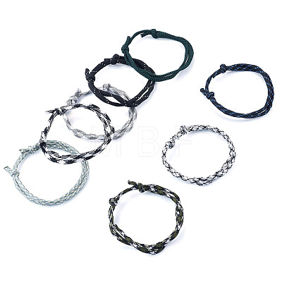 32Pcs 8 Styles Polyester & Spandex Cord Braided Bead Bracelets BJEW-TAC0064-1