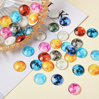 50Pcs Luminous Glass Cabochons sgGLAA-SZ0001-15A-1