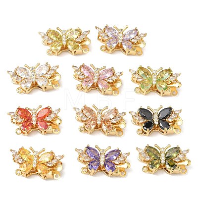 Brass Micro Pave Cubic Zirconia Butterfly Box Clasps KK-H526-12G-1