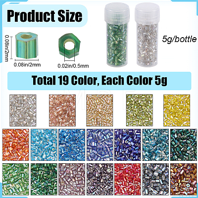 95g 19 colors 11/0 Two Cut Round Hole Glass Seed Beads SEED-SC0001-24-1