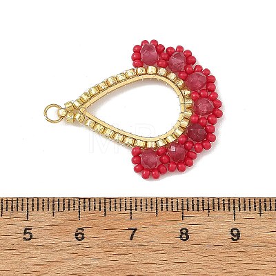 Dyed Natural Malaysia Jade & Glass Seed Beaded Pendants PALLOY-MZ01430-02-1